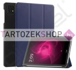   Tok álló, bőr hatású (aktív FLIP, oldalra nyíló, TRIFOLD, asztali tartó) SÖTÉTKÉK - [T Tablet 5G ( 2023 )]