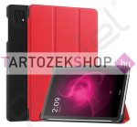   Tok álló, bőr hatású (aktív FLIP, oldalra nyíló, TRIFOLD, asztali tartó) PIROS - [T Tablet 5G ( 2023 )]