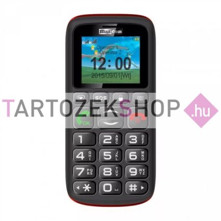 Maxcom MM428 mobiltelefon, dual sim-es kártyafüggetlen, extra nagy gombokkal, S.O.S gombbal fekete (magyar nyelvű menüvel)