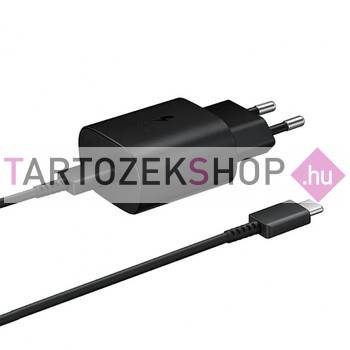 DOBOZOS Samsung EP-TA800XBEGWW gyári hálózati fekete gyorstöltő 3A EP-DA705BBEGWW fekete gyári Type-C - Type-C adatkábellel 1.0m 25W