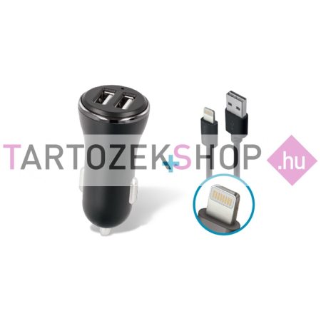 Forever autós töltő Lightning kábellel -3,6A, 2*USB CC-03