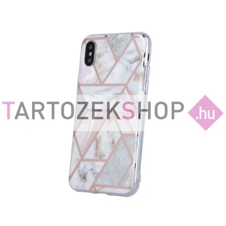 Marmur szilikon tok - Xiaomi Redmi 9T - geometrikus minta, pink