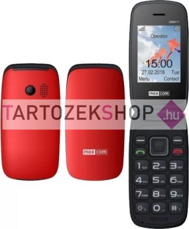 Maxcom MM817 kártyafüggetlen mobiltelefon, extra nagy gombokkal, fekete - piros (magyar nyelvű menüvel)