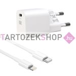   XO hálózati töltő CE01B PD 20W - Type-C csatlakozóval, Lightning-Type-C kábellel - fehér