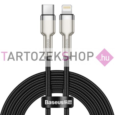 Baseus Metal kábel - Type-C és Ligtning csatlakozókkal, 20W, 2m - fekete