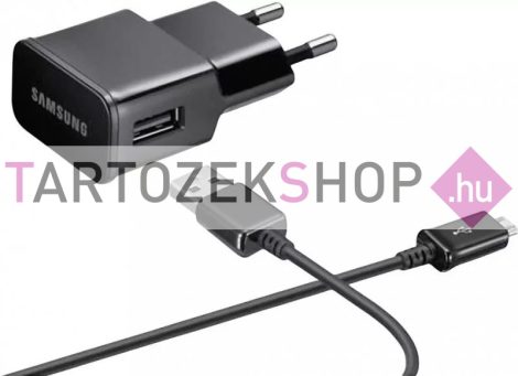 Samsung gyári hálózati fekete töltőfej 2A (ETAU90EBE) 10W USB - MicroUSB adatkábellel 1m ECB-DU5ABE,