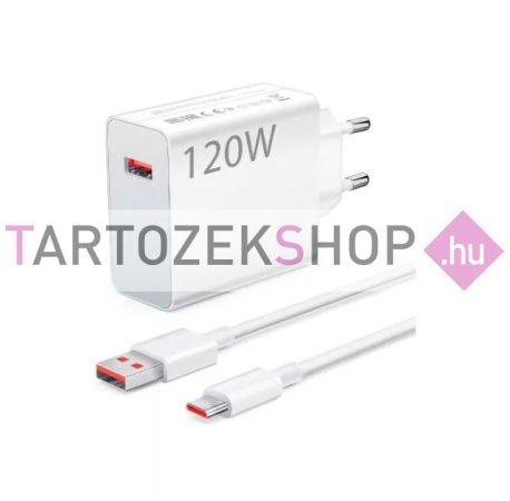 Bliszteres Xiaomi MDY-14-EE HyperCharge gyári hálózati töltőfej 6A 120W USB Type-C adatkábellel