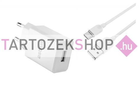 Astrum Pro U20 hálózati töltő 1X USB, 10W, Type-C adatkábellel, fehér