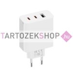   Bliszteres Xiaomi 2C1A (BHR7493EU) GaN gyári hálózati 2x USB-C 1x USB-A fehér töltőfej 67W 6A