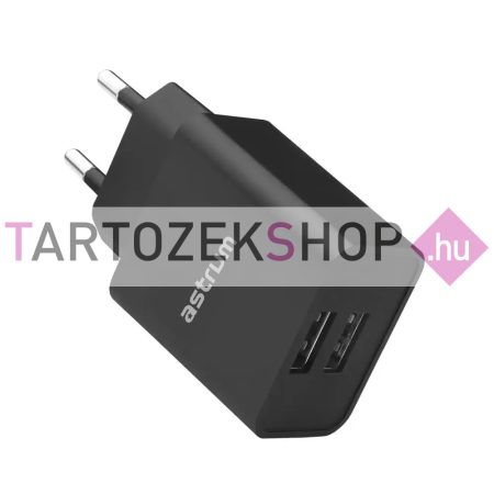 Astrum Pro Dual U24 hálózati töltő 2X USB, 10W, fekete