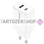 BWOO 36W töltőfej CDA207 PD 1*USB-A 2*USB-C - fehér